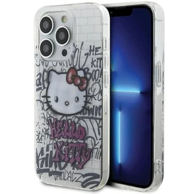 Image de CG MOBILE Hello Kitty HKHCP14LHDGPHT Coque rigide pour iPhone 14 Pro 6,1&quot; Blanc IML On Bricks Graffiti