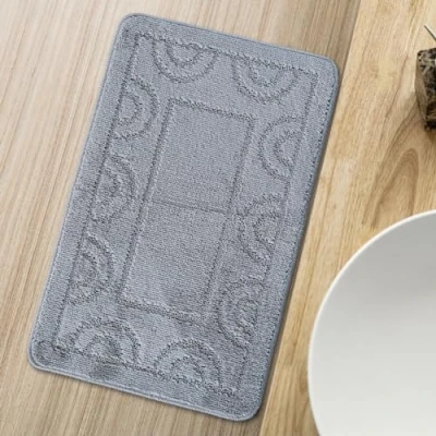 Image de Comart, Nicole Tapis de Salle Bain, séchage Rapide, Fond antidérapant en Latex, Couleur Unie, Dessous Douche et Baignoire, pour WC Bidet, Lavable Machine, rectangulaire 50 x 80 cm, Gris