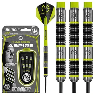Image de WINMAU Michael Van Gerwen MvG Aspire Jeu de fléchettes Steungip en tungstène 23g avec Prism Vols et Nylon Arbres (Tiges)