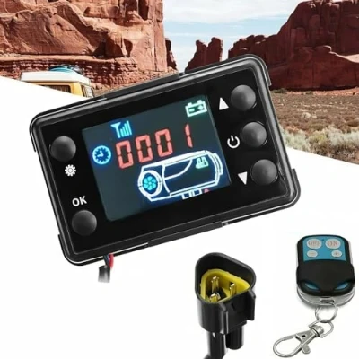 Image de Riloer 12V / 24V télécommande avec Interrupteur de Moniteur LCD, Chauffage voiture à air diesel écran LCD et 4 boutons