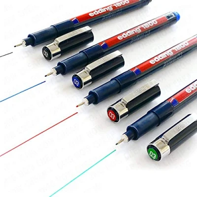 Image de Edding 1800 profipen Pigment Liner Stylo à dessin 0,3 mm [Lot de 4 Noir, Bleu, Rouge, et vert]