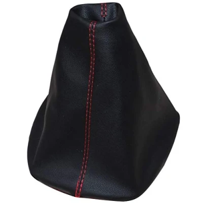 Image de AERZETIX Soufflet de levier vitesse en simili cuir avec couture/surpiqûres couleurs variables (noir surpiqûres rouges)