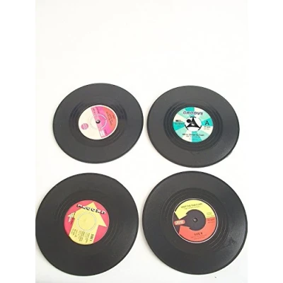 Image de OOTB Dessous de Verre en Vinyle, Disque, D: env. 11 cm, 4 Ass., Set