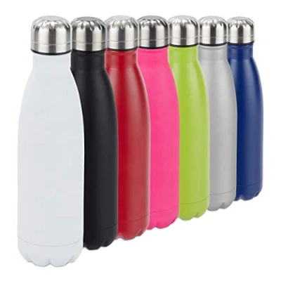 Image de Relaxdays 10024322_49 Gourde INOX Bouteille Eau Acier Inoxydable 0,5 Litre Isotherme Froid Chaud, Blanc, 26,5 x 7 cm