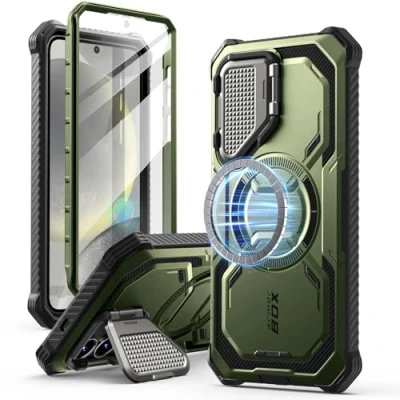 Image de i Blason Coque pour Samsung Galaxy S25 Plus MagSafe avec Support Couvercle Caméra &amp; Protection d’Ecran Intégré [Protection Robuste Militaire] (Armorbox) Magnétique Plus, Vert
