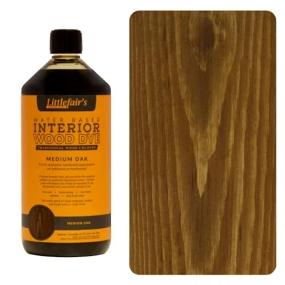 Image de Littlefair&#039;s Teinte Bois 1ltr Teinture Écologique À Base D&#039;Eau et Sûre Lasure Intérieur à Séchage Rapide Peinture pour Nettoyage Facile Couleur:Chêne moyen