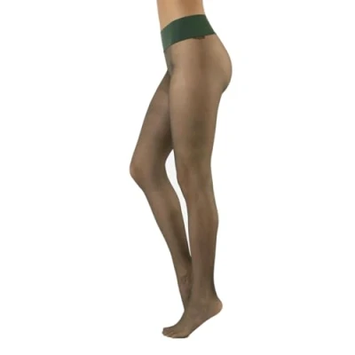 Image de CALZITALY Collant Voile, sans Coutures, Transparent, Femme 15 DEN Noir, Naturel, Bleu, Violet, Vert, Rouge, Pois S, M, L, XL, XXL Made in Italy (L Verde Bosco)