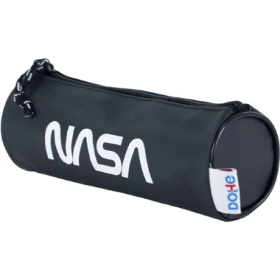 Image de DOHE Trousse Scolaire Ronde Fermeture Éclair, Licence Officielle, Polyester Résistant, 21x7,5x7,5 cm, Matériel NASA Noir