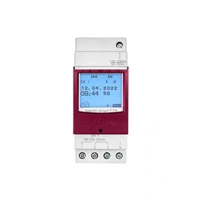 Image de GRÄSSLIN talento smart C15 43.03.0001.1 horloge digitale modulaire interface Bluetooth pour transfert de donnée sans contact fonctions impulsion, cycle, aléatoire et astro 1 canal rail DIN