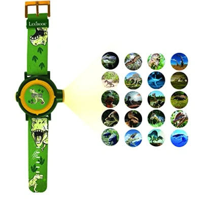 Image de Lexibook Montre Bracelet Ajustable écran Digital avec 20 Projections de l&#039;univers Dinosaure pour Enfant Vert et Jaune