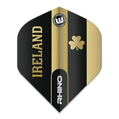 Image de WINMAU Rhino Irlande Noir et Or Vols de Fléchettes 1 Jeu par Paquet (3 au Total)