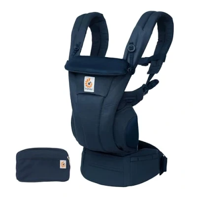 Image de Ergobaby porte bébé Omni Dream pour nouveau nés, de la naissance à 20,4 kg, ergonomique 4 positions en Coton SoftTouch portage ventral, sur le côté et dans dos, Midnight Blue