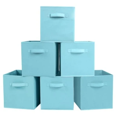 Image de powerking cube de rangement pliable en tissu pour une utilisation forme Nouveau (bleu ciel 6 ensemble)