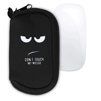 Image de kwmobile Housse de protection pour souris Apple Magic Mouse 1 / 2 Sacoche en néoprène blanc noir