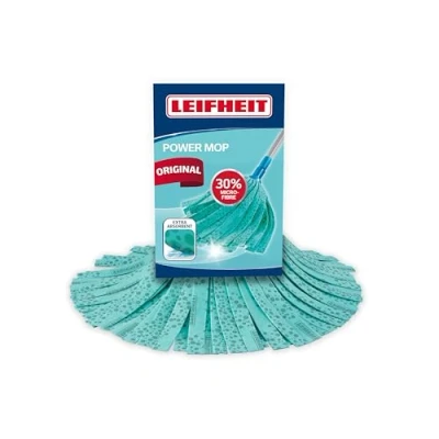 Image de Leifheit tête de rechange Classic mop viscose Plus, balai en extra absorbante grâce à la microfibre, pour carrelage et sols pierre, serpillère lavable 60 C