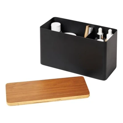 Image de Yamazaki 4807 RIN Boîte de Rangement, Noir, Acier/Contreplaqué, Minimaliste, 23 x 10.5 14 c m