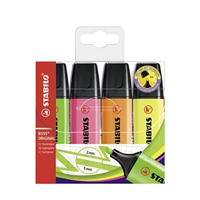 Image de Surligneur STABILO BOSS ORIGINAL Pochette x 4 surligneurs fluo assortis