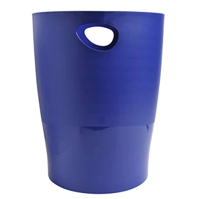 Image de Exacompta Réf. 453104D Lot de 8 corbeilles à papier, poubelles ECOBIN avec poignées Volume 15 litres Adaptées au bureau comme en Home office Dimensions 26,3x26,3x33,5 cm opaque bleu nuit