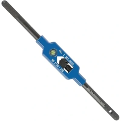 Image de GSR tourne à gauche en acier avec œil de centrage, argenté (taille 1.1/2 M1 M12), support pour taraud, embout carré, inoxydable qualité supérieure, réglable