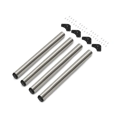 Image de Emuca pieds de table réglables Ø60x710mm, set 4 en acier, réglage hauteur 710 730mm, niquel satiné
