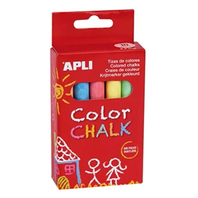 Image de Apli 14574 Boîte de 10 craies couleurs assorties Bleu/Orange/Violet/Jaune/Rouge/Vert