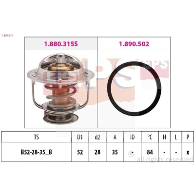 Image de EPS 1.880.315 Thermostat d&#039;eau 84 52 Made in Italy OE Equivalent avec joint d&#039;étanchéite DAIHATSU: Terios I, Gran Move