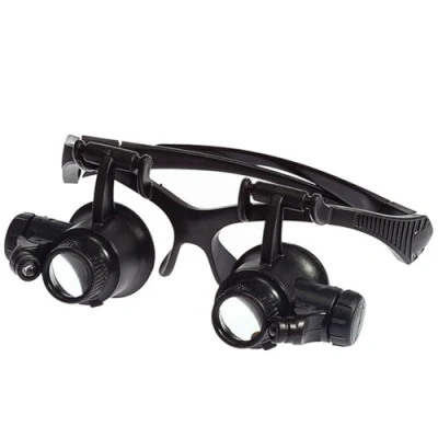 Image de Meichoon LED Loupe Montée Tête10X 15X 20X 25X Lentille Optique Verre Double Yeux avec Lumière Outils Mesure Réparation Montre Bijoutier UC02