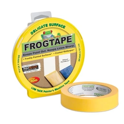 Image de Frog Tape Ruban adhésif de masquage pour peinture et décoration d&#039;intérieur Jaune 24 mm x 41,1 m