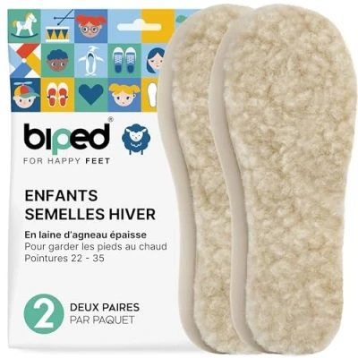 Image de biped 2 Paires de Semelles en laine d&#039;agneau pour enfants d&#039;hiver extra épaisses intérieures chauffantes toutes les chaussures et bottes z1021(26 27)