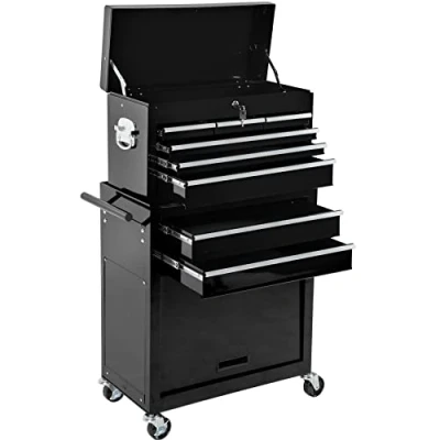 Image de TecTake® Chariot d&#039;atelier Metallique Servante Vide Trolley Professionnel 10 Tiroirs et Compartiments spacieux Verrouillables a Roulette pour Rangement Atelier Garage Noir