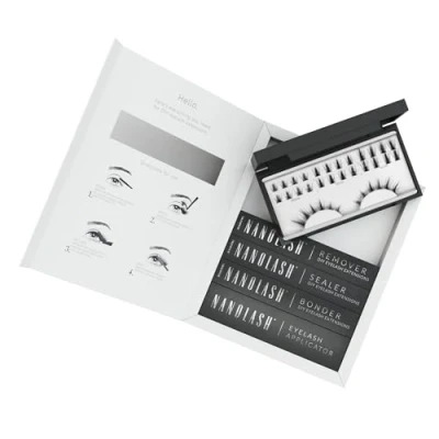 Image de Starter kit pour extensions de cils en grappe à appliquer soi même la maison Nanolash 36 grappes + bonder sealer remover applicateur (Noir, FLIRTY)