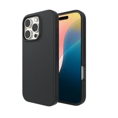 Image de ZAGG Manhattan Snap Coque renforcée au graphène pour iPhone 16 Pro [6.3 Pouces], Compatible MagSafe, Design Fin et Souple, Grip sécurisé, arrière de téléphone résistante aux Chocs (Noir)