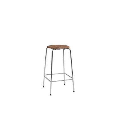 Image de Fritz Hansen High Dot counter stool 4 pieds Noyer chrome