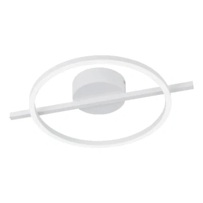Image de Eglo Lampe de plafond LED Amandolo, plafonnier rond à intensité variable avec télécommande, luminaire géométrique en métal blanc, blanc chaud froid, rétro éclairage RGB