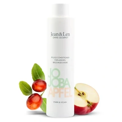 Image de Jean &amp; Len Conditioner Soin Jojoba Pomme, soigne les pointes longues et cassantes, démêle nœuds facilite le démêlage, sans parabènes ni silicones, végétalien, 300 ml