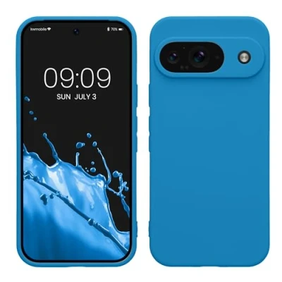 Image de kwmobile Housse Compatible avec Google Pixel 9 Coque de téléphone en TPU Protection Appareil Photo Bleu récif