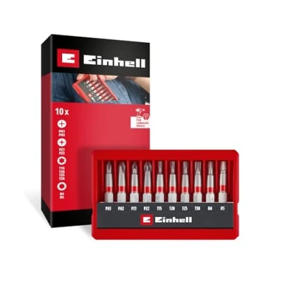 Image de Original Einhell Bit Set 10 pcs. (50 mm Bits PH/PZ/T/H, acier sablé S2, E 6.3 tige, cassette de poche avec fonction mise en place)