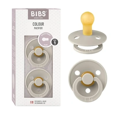 Image de Tétine BIBS Colour. Lot de 2 sucettes. Sans bisphénol A, Téterelle ronde. Latex caoutchouc naturel, Fabriqué au Danemark, Taille 1 (0 6 mois), Sand