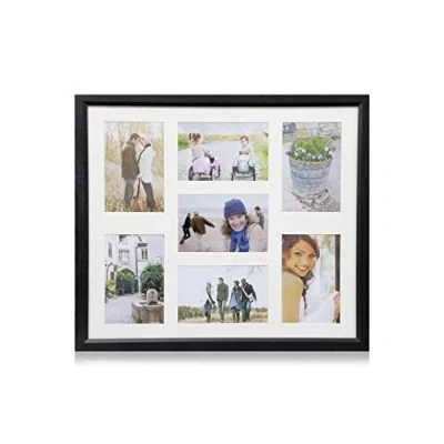 Image de ARPAN Cadre Photo Multi Ouvertures en MDF pour 7 Photos 15,2 x 10,2 cm, Noir, 40,5 35,2 cm