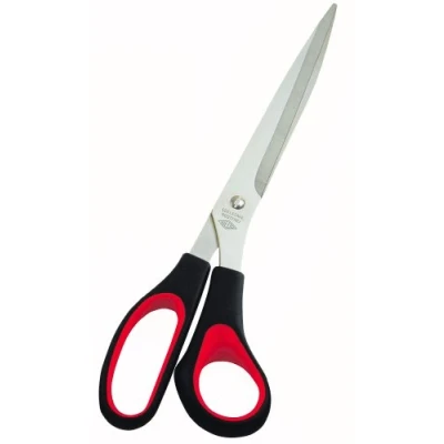 Image de Wedo 97610 Ciseaux en acier inoxydable avec poignée souple 25,5 cm Noir/Rouge