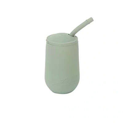 Image de ezpz Happy Cup + système d&#039;entraînement à paille (sauge) Tasse d&#039;apprentissage 100% silicone pour les tout petits et enfants d&#039;âge préscolaire Conçu par un spécialiste de l&#039;alimentation