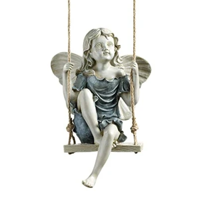 Image de Design Toscano EU42046 Statue de fée sur Une balançoire en été Bronzage 14 x 19 29 cm