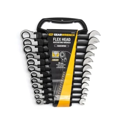 Image de GearWrench 9901DBE Ensemble de Clés à Anneau avec Cliquet Rotatif Métrique, 8 19 mm, en Noir, Composé 12 Pièces [Édition Limitée]