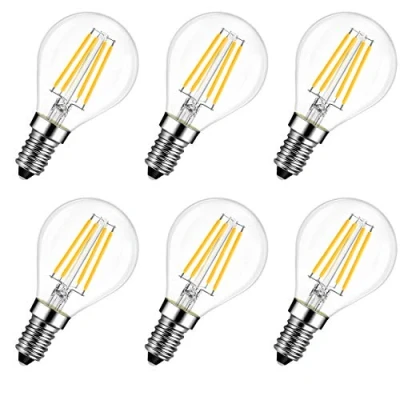 Image de LVWIT 4W Ampoule LED E14 à Filament, 470 Lumen, Equivalent Incandescence 40W, Filament Rétro, 2700K Blanc Chaud, Non dimmable, Lot de 6