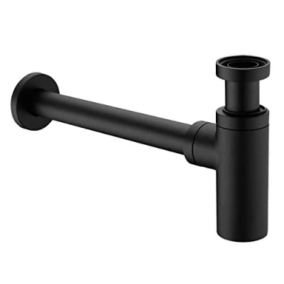 Image de Laiton Siphon de Lavabo, Keymark Universel Syphon Design 1 1/4 x 32mm, Réglable Anti Odeur, Noir Mat