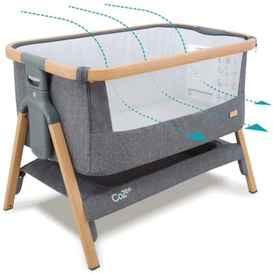 Image de Tutti Bambini CoZee, Lit pour Nouveau Né jusqu&#039;à Environ 6 Moins, Transformable en de Voyage bébé ou d&#039;Appoint, Crib 80,5 cm x 51 Gris &amp; Chêne