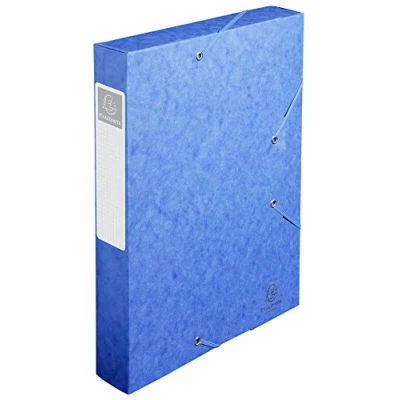 Image de Exacompta Réf. 16005H 10 boites de classement avec élastiques CARTOBOX livrées à plat dos 6 cm carte lustrée 7/10ème 600g/m² dimensions 25x33cm format classer A4 coloris bleu