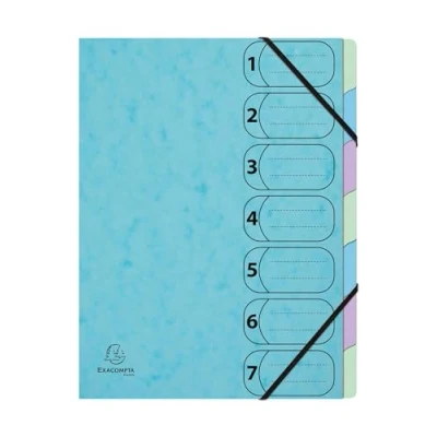 Image de Exacompta Réf. 56560E Carton de 8 trieurs HARMONIKA Aquarel avec élastiques et fenêtres imprimées dos extensible couverture en carte lustrée 7 compartiments 24,5x32cm A4 assorties