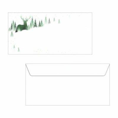 Image de SIGEL Du284 Enveloppes Motif Étoiles de Noël, Blanc/Vert, Format Dl (11 X 22 cm), 25 Pièces