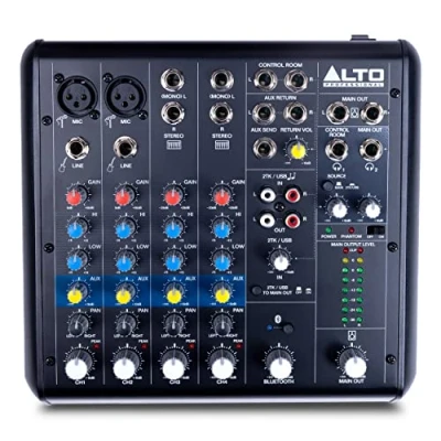 Image de Alto TrueMix 600 mixeur audio avec 2 entrées micro XLR, interface USB et Bluetooth pour les podcasts, concerts, enregistrements, DJ, PC Mac